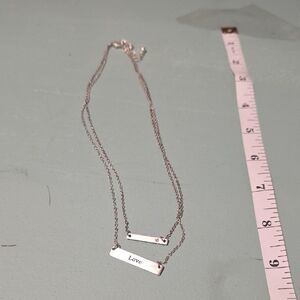 Silver 'Love' Bar Necklace
